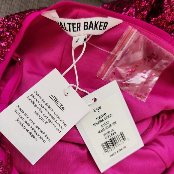 Walter Baker SPLIT NECK MADINA BODYCON MIDI SEQUIN DRESS NWT SIZE 2 - Picture 9 of 12